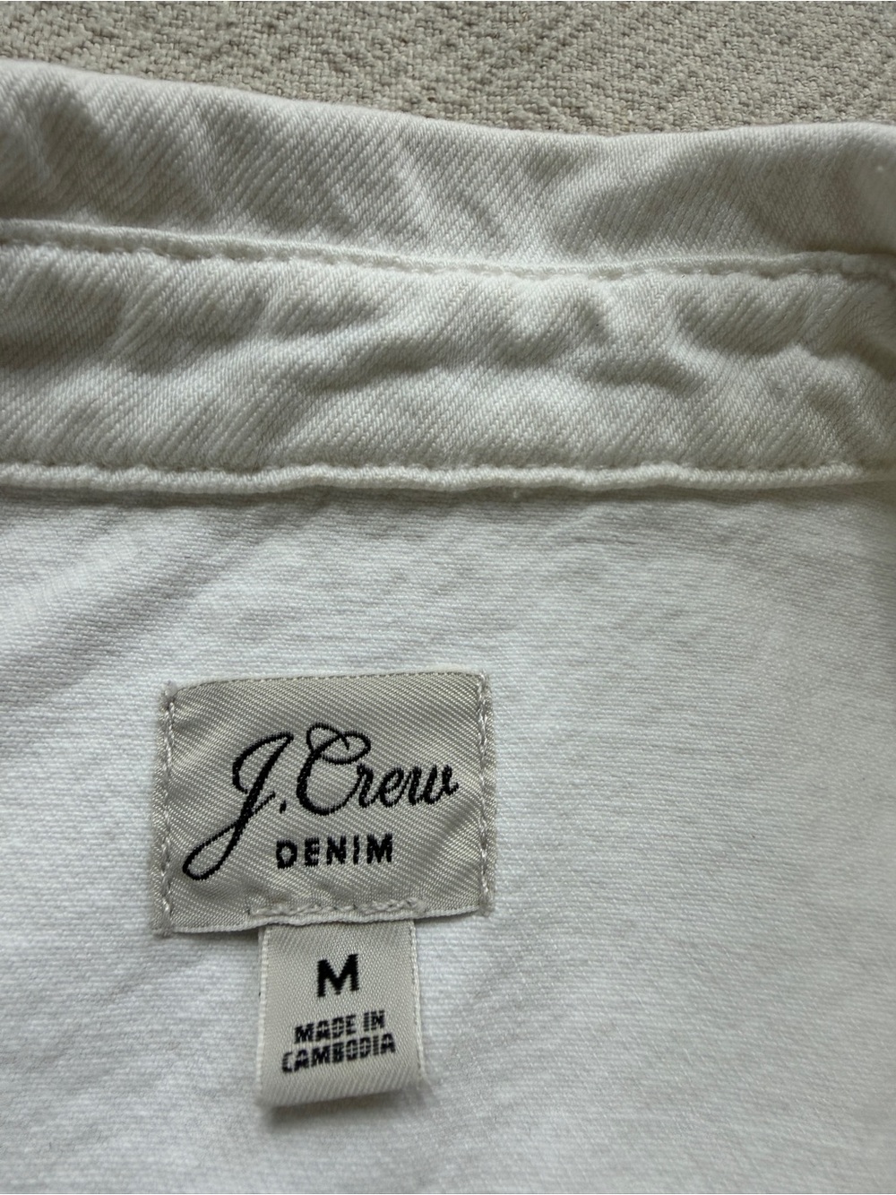 JCREW Denim Garment Dyed Ivory White Chore Jacket M Minimalist Coastal - Picture 6 of 9